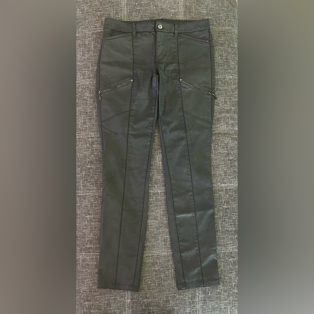 White House Black Market Skinny Pants Dark Grey Metallic Size 6
